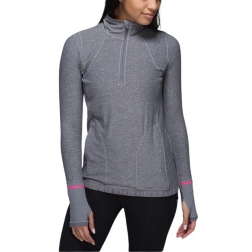 Lululemon Pace Pusher 1/2 Zip Heathered Slate Pullover Jacket Size 2 Small